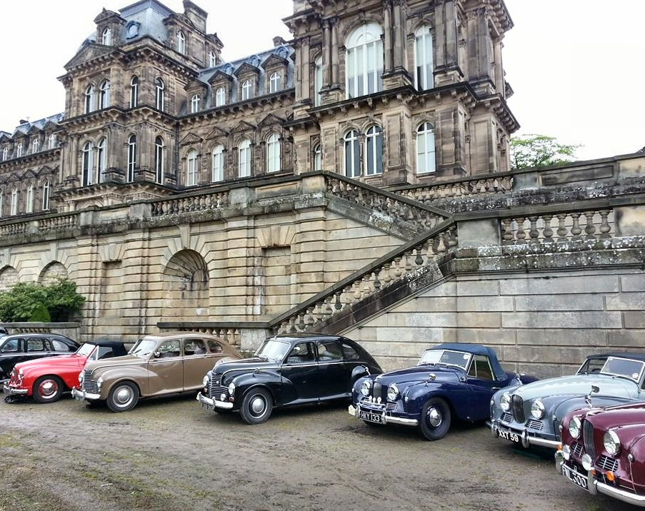 Jowett Jupiters visit Bowes Museum in 2014